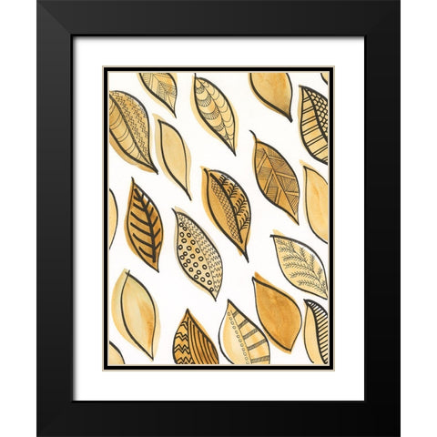 Patterned Leaf Shapes II Black Modern Wood Framed Art Print with Double Matting by Moore, Regina