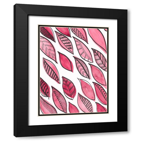Patterned Leaf Shapes III Black Modern Wood Framed Art Print with Double Matting by Moore, Regina