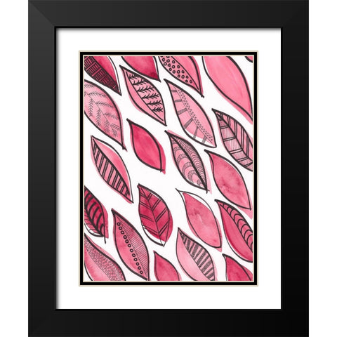 Patterned Leaf Shapes III Black Modern Wood Framed Art Print with Double Matting by Moore, Regina