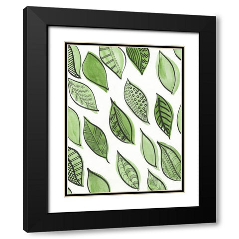 Patterned Leaf Shapes IV Black Modern Wood Framed Art Print with Double Matting by Moore, Regina