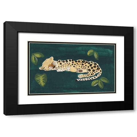 Lethargic Leopard II Black Modern Wood Framed Art Print with Double Matting by Longley, Alicia