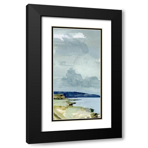 Coastal Blues Watercolor III Black Modern Wood Framed Art Print with Double Matting by Caroline, Emma