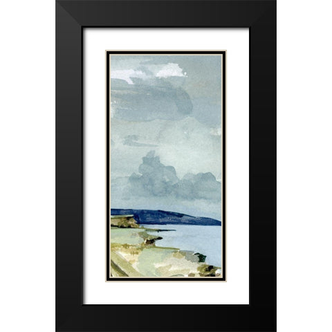 Coastal Blues Watercolor III Black Modern Wood Framed Art Print with Double Matting by Caroline, Emma