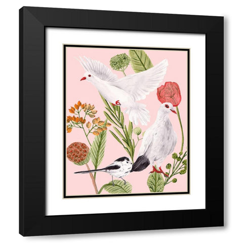 Birds in Motion I Black Modern Wood Framed Art Print with Double Matting by Wang, Melissa