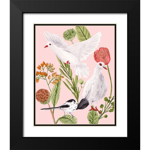 Birds in Motion I Black Modern Wood Framed Art Print with Double Matting by Wang, Melissa