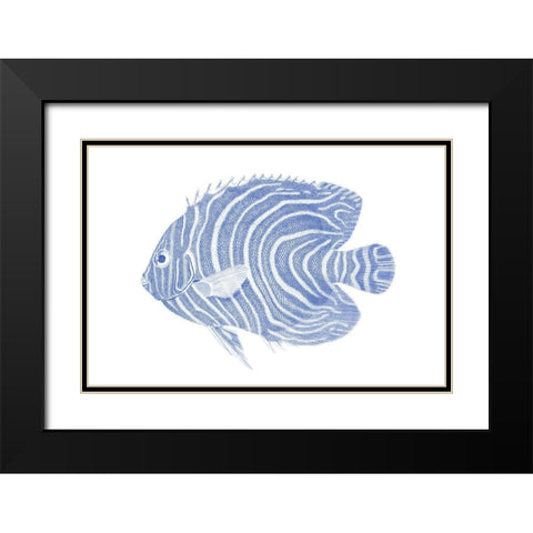 Blue And White Tropical Fish II Black Modern Wood Framed Art Print with Double Matting by Vision Studio