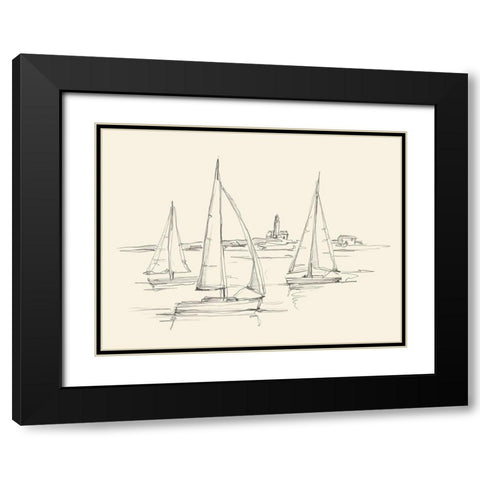 Coastal Contour Sketch II Black Modern Wood Framed Art Print with Double Matting by Harper, Ethan