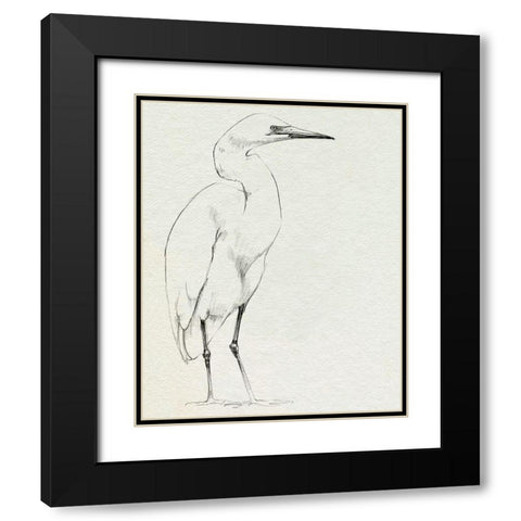 Erect Egret I Black Modern Wood Framed Art Print with Double Matting by Caroline, Emma