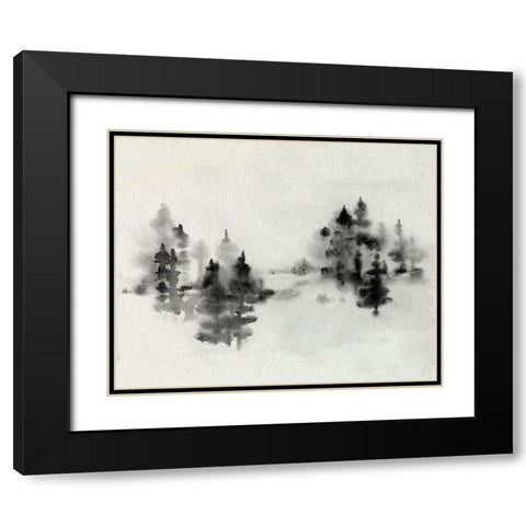 Inked Pine Forest I Black Modern Wood Framed Art Print with Double Matting by Caroline, Emma