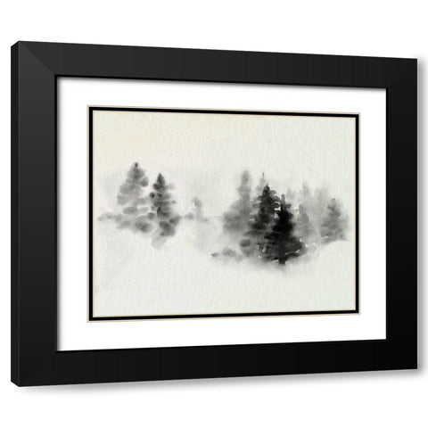 Inked Pine Forest II Black Modern Wood Framed Art Print with Double Matting by Caroline, Emma