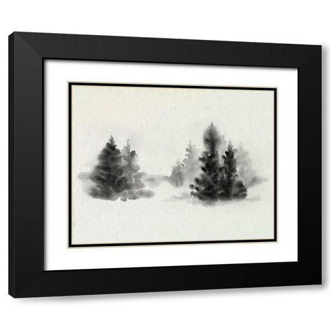 Inked Pine Forest IV Black Modern Wood Framed Art Print with Double Matting by Caroline, Emma