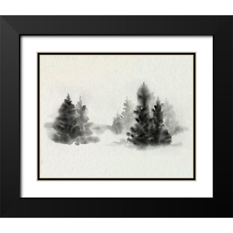 Inked Pine Forest IV Black Modern Wood Framed Art Print with Double Matting by Caroline, Emma