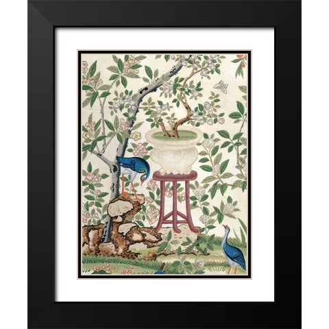 Chinoiserie Wallpaper I Black Modern Wood Framed Art Print with Double Matting by Vision Studio