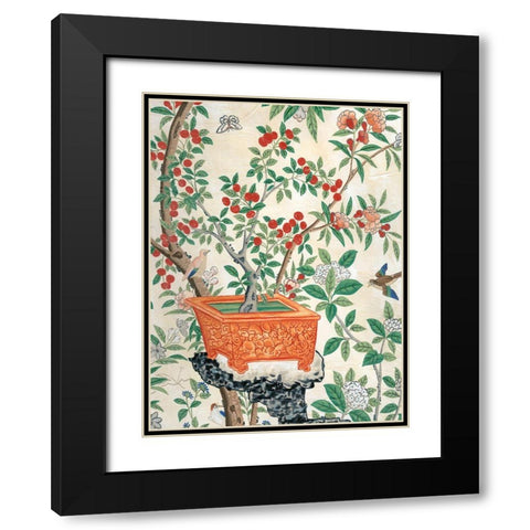 Chinoiserie Wallpaper III Black Modern Wood Framed Art Print with Double Matting by Vision Studio