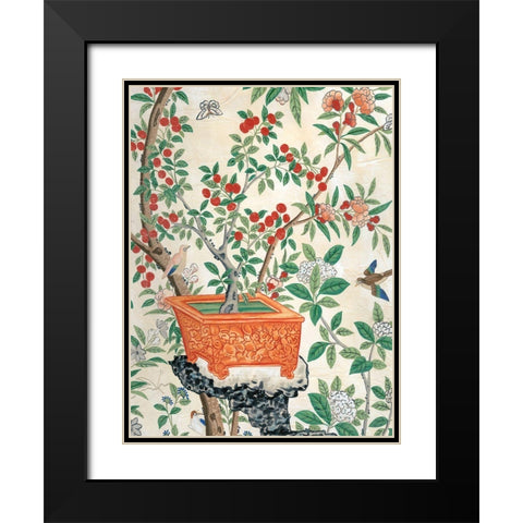 Chinoiserie Wallpaper III Black Modern Wood Framed Art Print with Double Matting by Vision Studio
