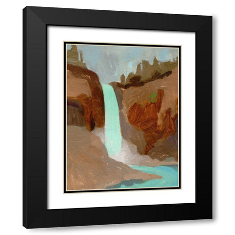 Turquoise Falls I Black Modern Wood Framed Art Print with Double Matting by Green, Jacob
