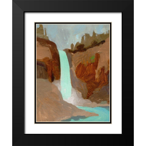 Turquoise Falls I Black Modern Wood Framed Art Print with Double Matting by Green, Jacob