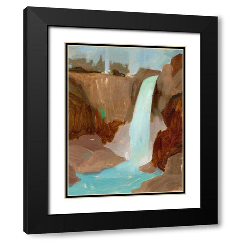 Turquoise Falls II Black Modern Wood Framed Art Print with Double Matting by Green, Jacob