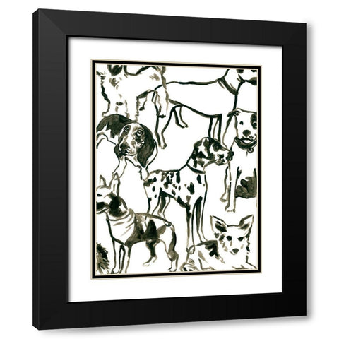 Canine Collage II Black Modern Wood Framed Art Print with Double Matting by Vess, June Erica