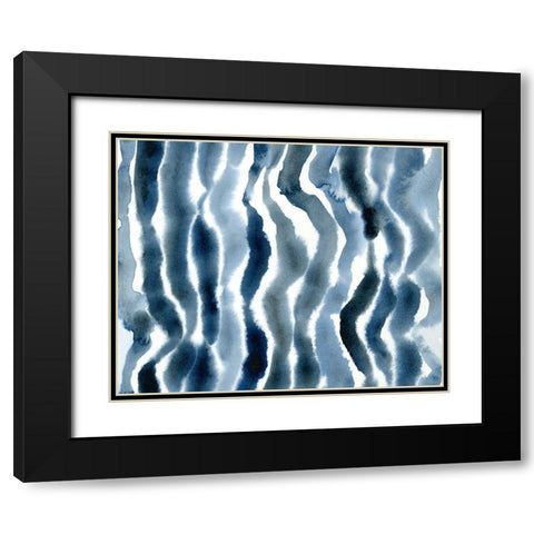 True Blue Wave II Black Modern Wood Framed Art Print with Double Matting by Caroline, Emma