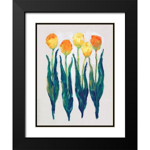 Tulips in a Row I Black Modern Wood Framed Art Print with Double Matting by OToole, Tim