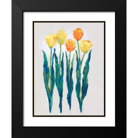 Tulips in a Row II Black Modern Wood Framed Art Print with Double Matting by OToole, Tim
