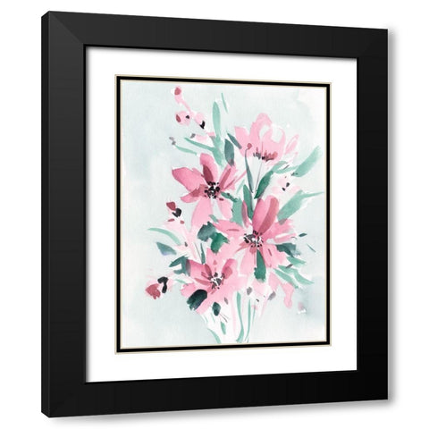 Posy Blooms I Black Modern Wood Framed Art Print with Double Matting by Wang, Melissa