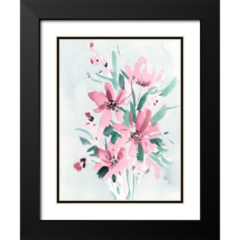 Posy Blooms I Black Modern Wood Framed Art Print with Double Matting by Wang, Melissa