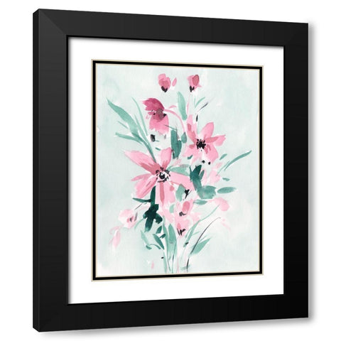 Posy Blooms II Black Modern Wood Framed Art Print with Double Matting by Wang, Melissa