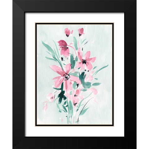 Posy Blooms II Black Modern Wood Framed Art Print with Double Matting by Wang, Melissa
