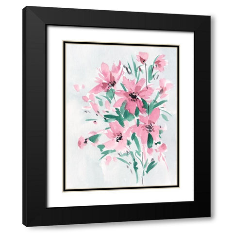 Posy Blooms III Black Modern Wood Framed Art Print with Double Matting by Wang, Melissa