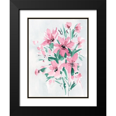 Posy Blooms III Black Modern Wood Framed Art Print with Double Matting by Wang, Melissa
