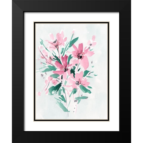 Posy Blooms IV Black Modern Wood Framed Art Print with Double Matting by Wang, Melissa