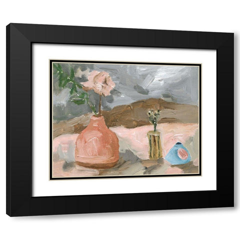 Vase of Pink Flowers I Black Modern Wood Framed Art Print with Double Matting by Wang, Melissa