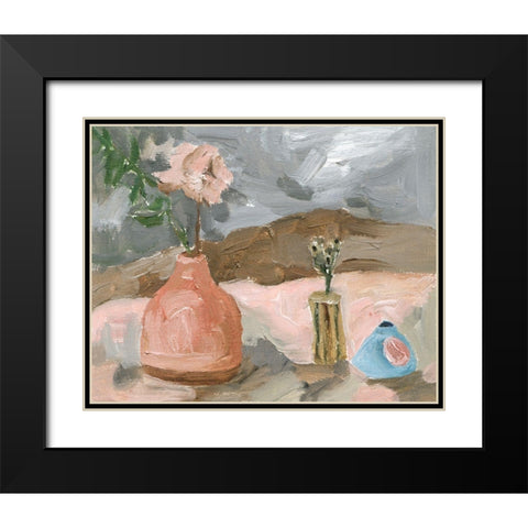 Vase of Pink Flowers I Black Modern Wood Framed Art Print with Double Matting by Wang, Melissa