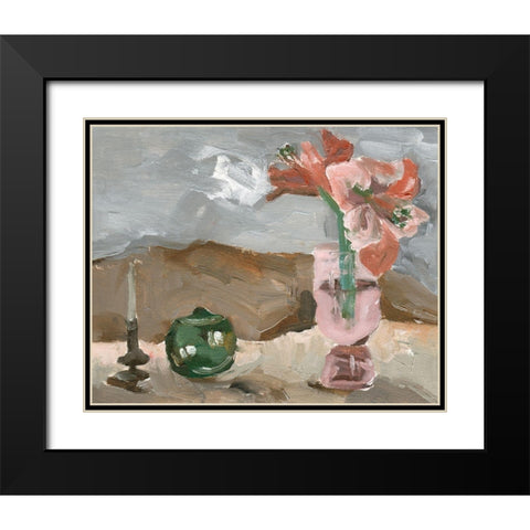 Vase of Pink Flowers II Black Modern Wood Framed Art Print with Double Matting by Wang, Melissa