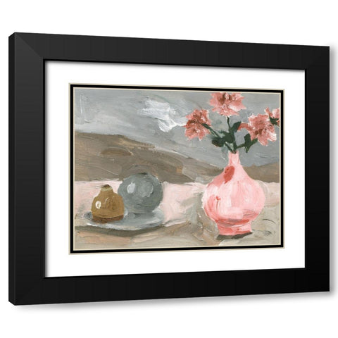 Vase of Pink Flowers VI Black Modern Wood Framed Art Print with Double Matting by Wang, Melissa