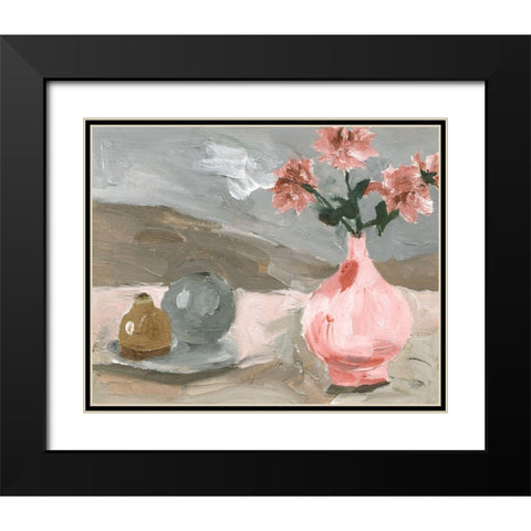 Vase of Pink Flowers VI Black Modern Wood Framed Art Print with Double Matting by Wang, Melissa