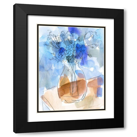 Bunch of Blue Flowers II Black Modern Wood Framed Art Print with Double Matting by Wang, Melissa