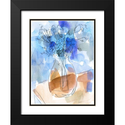 Bunch of Blue Flowers II Black Modern Wood Framed Art Print with Double Matting by Wang, Melissa