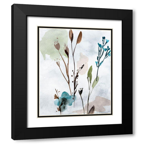 Watercolor Wildflowers I Black Modern Wood Framed Art Print with Double Matting by Wang, Melissa