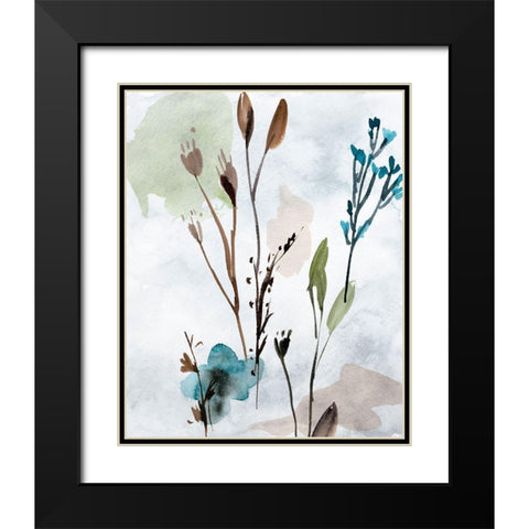 Watercolor Wildflowers I Black Modern Wood Framed Art Print with Double Matting by Wang, Melissa