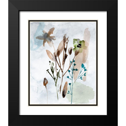 Watercolor Wildflowers II Black Modern Wood Framed Art Print with Double Matting by Wang, Melissa