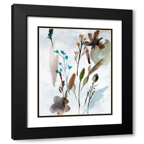 Watercolor Wildflowers III Black Modern Wood Framed Art Print with Double Matting by Wang, Melissa