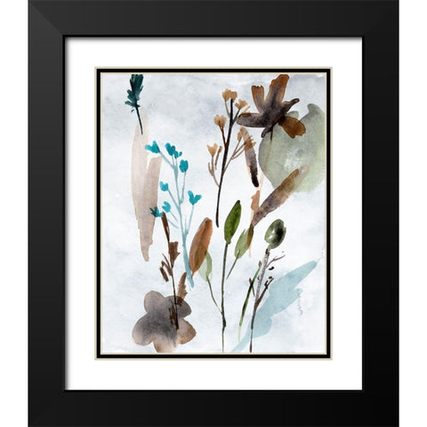 Watercolor Wildflowers III Black Modern Wood Framed Art Print with Double Matting by Wang, Melissa