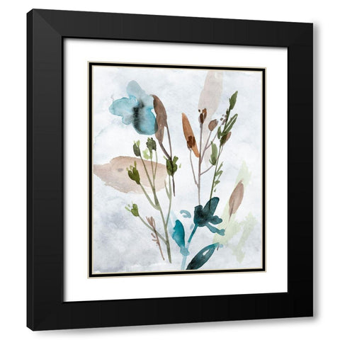 Watercolor Wildflowers IV Black Modern Wood Framed Art Print with Double Matting by Wang, Melissa