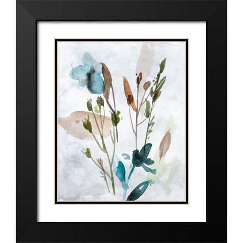 Watercolor Wildflowers IV Black Modern Wood Framed Art Print with Double Matting by Wang, Melissa