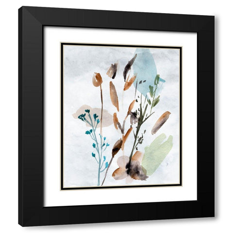Watercolor Wildflowers V Black Modern Wood Framed Art Print with Double Matting by Wang, Melissa