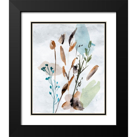 Watercolor Wildflowers V Black Modern Wood Framed Art Print with Double Matting by Wang, Melissa