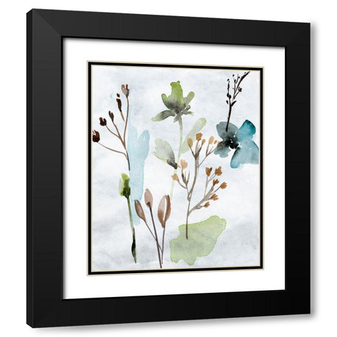 Watercolor Wildflowers VI Black Modern Wood Framed Art Print with Double Matting by Wang, Melissa